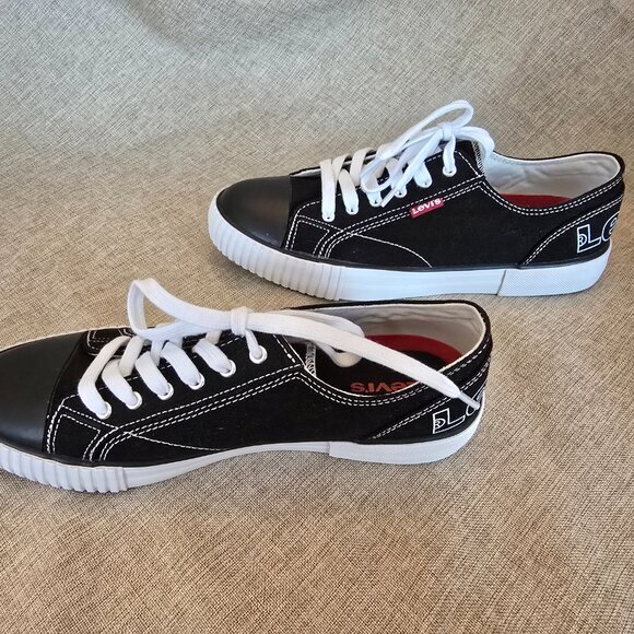 Levi's Women's Anika Logo Lace-up Sneakers Black with White Contrast, Size 7.5 - Picture 3 of 7